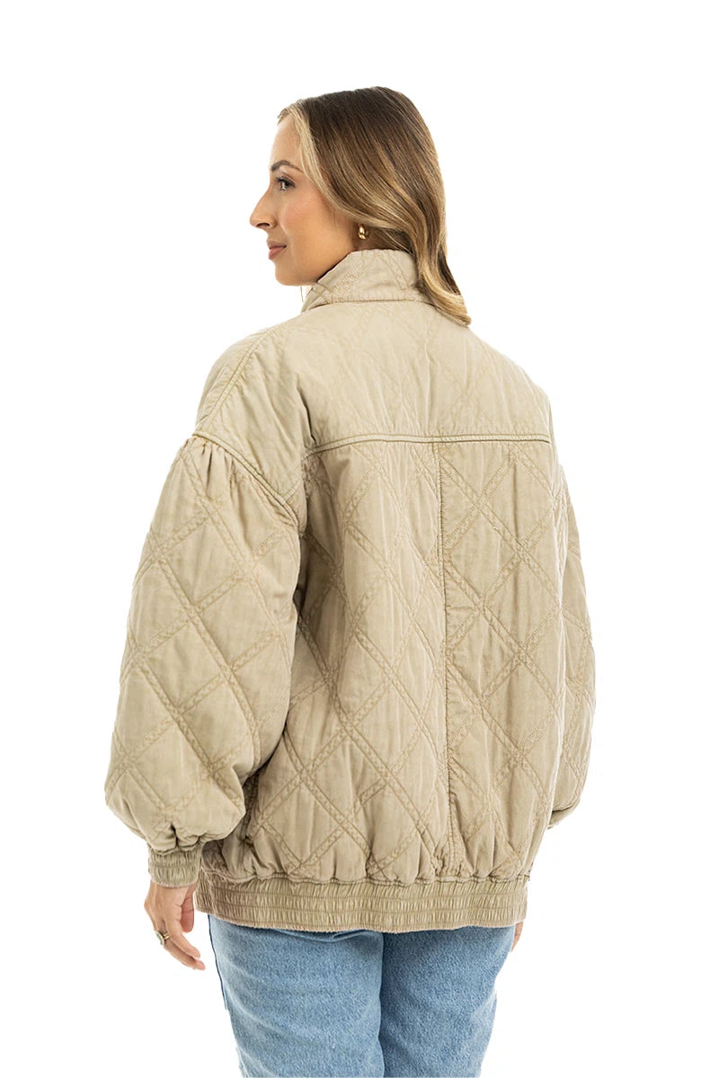 Beige Luxe Garment Washed Oversized Jacket