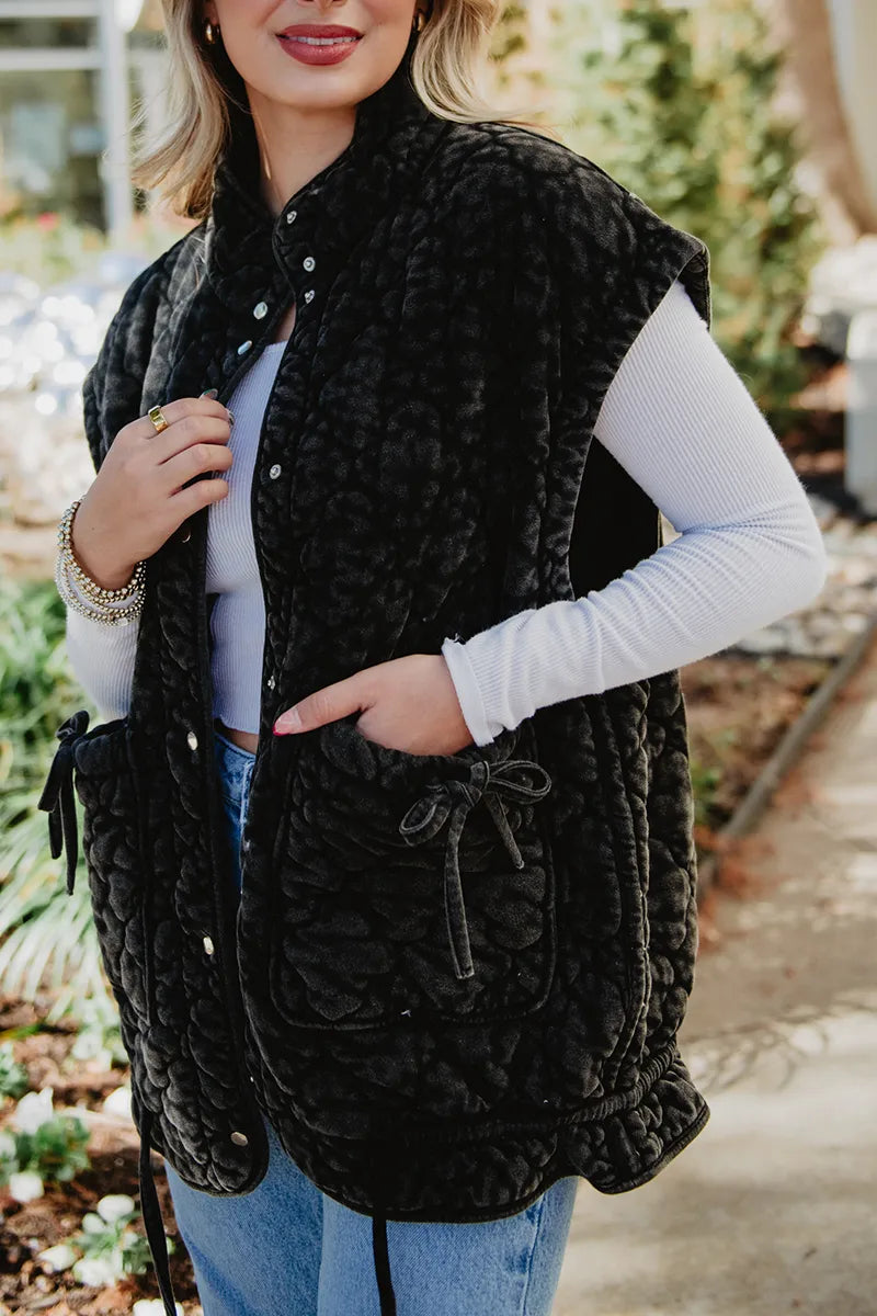 Charcoal Oversized Women's Quilted Wholesale Vest