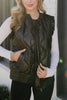 Black Metallic Wholesale Quilted Puffer Vest