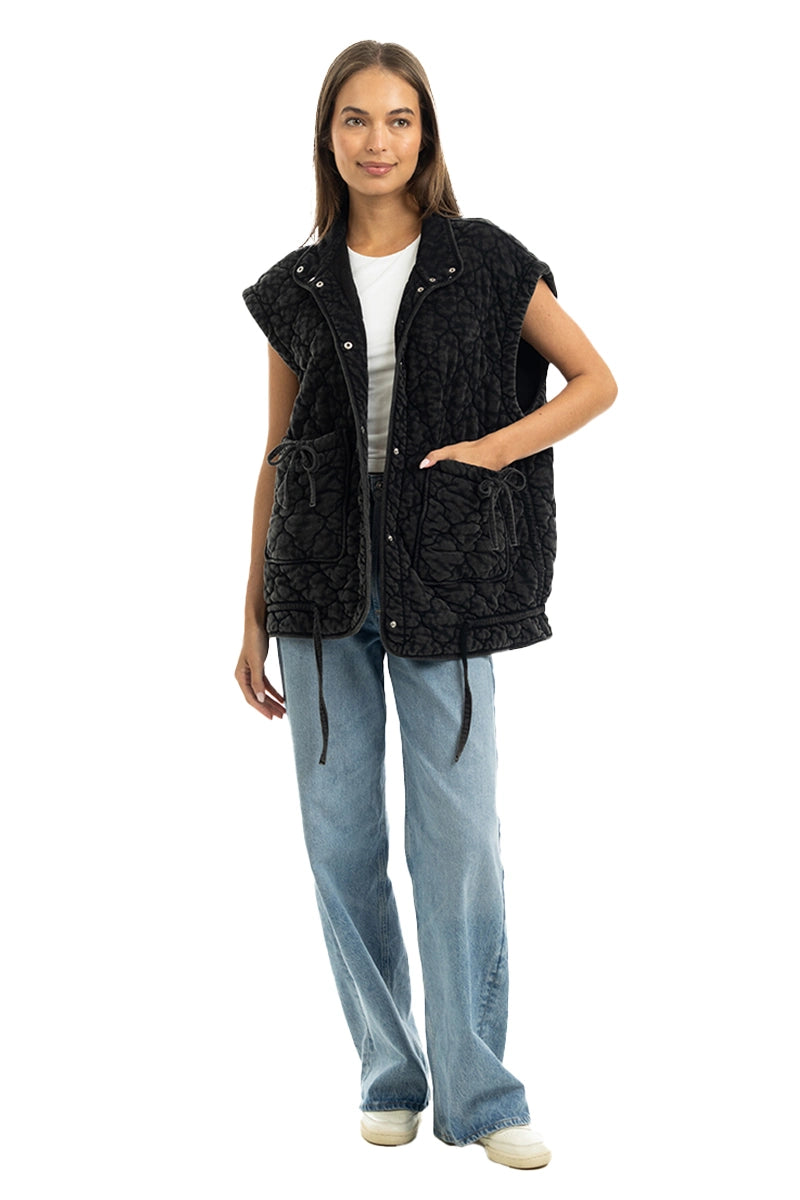 Charcoal Oversized Women's Quilted Wholesale Vest
