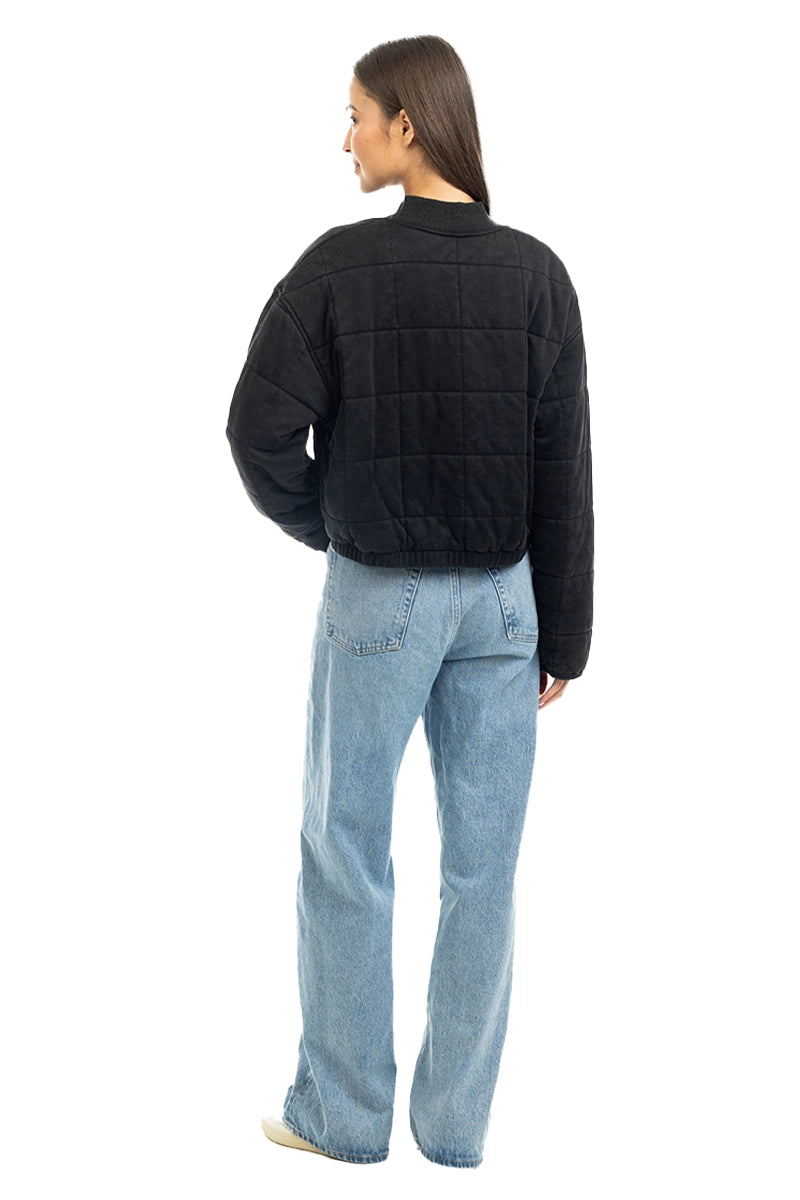 Black Quilted Bomber Wholesale Fall Jacket Women