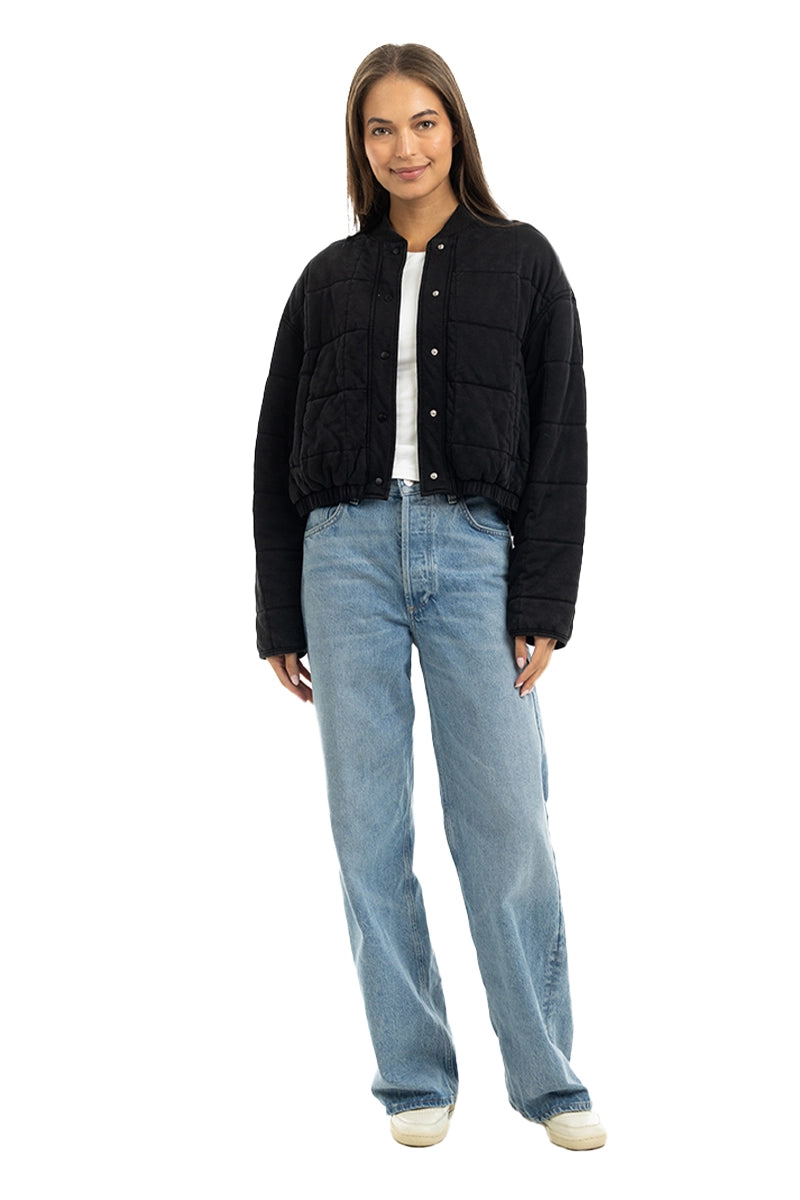 Black Quilted Bomber Wholesale Fall Jacket Women