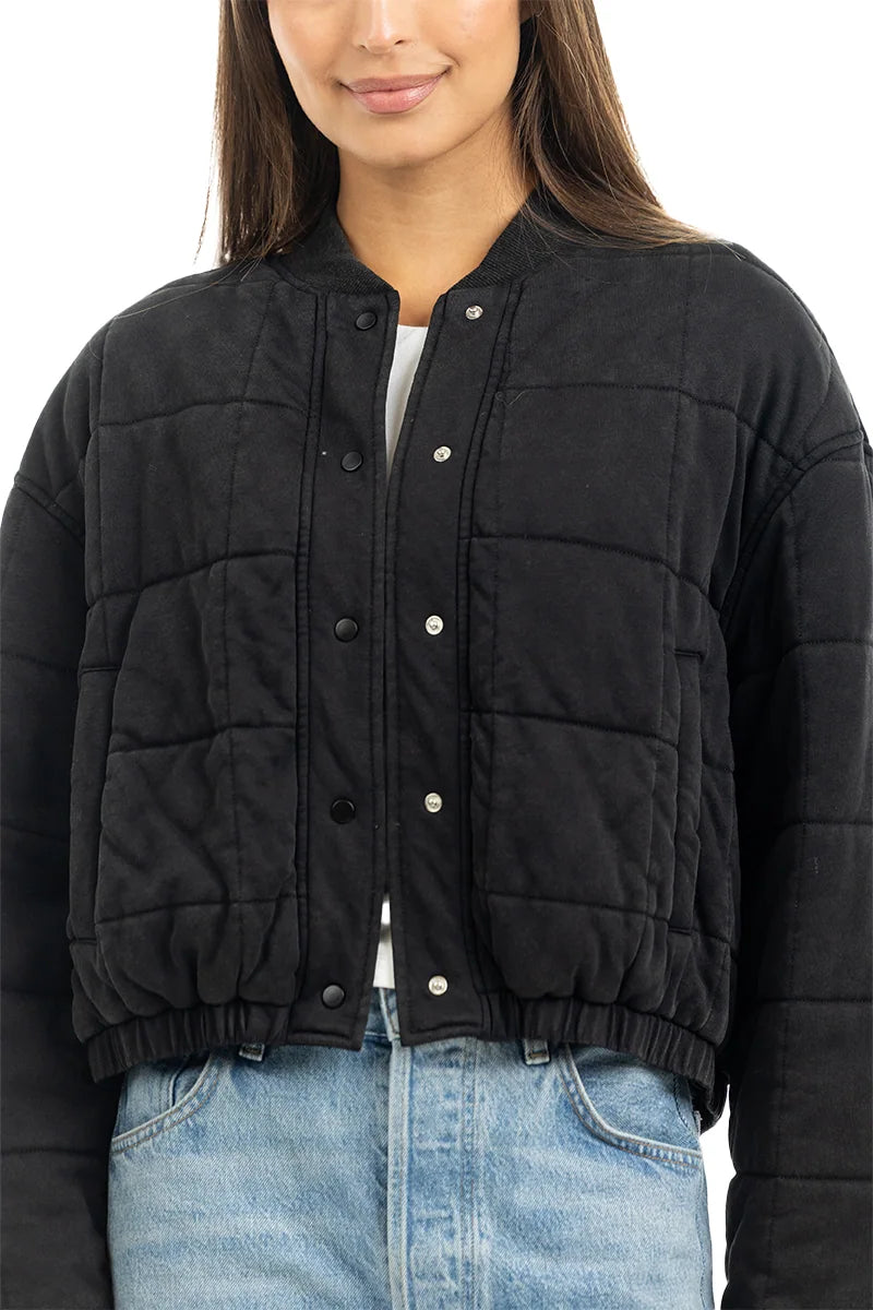 Black Quilted Bomber Wholesale Fall Jacket Women