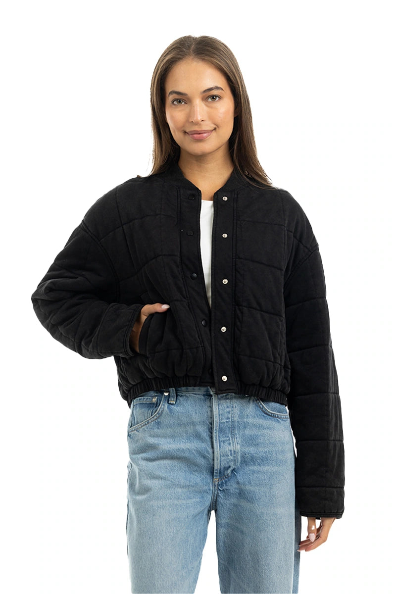 Black Quilted Bomber Wholesale Fall Jacket Women