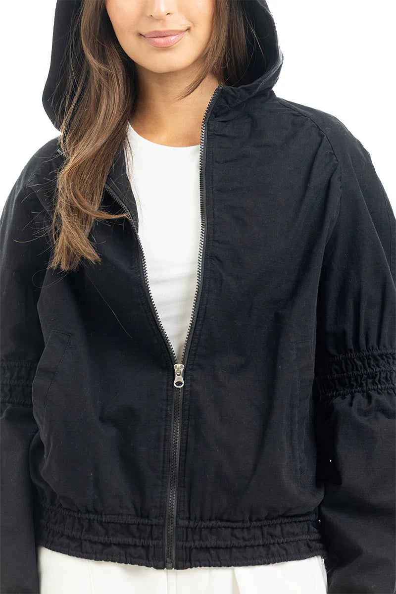 Black Lightweight Hooded Wholesale Casual Jacket