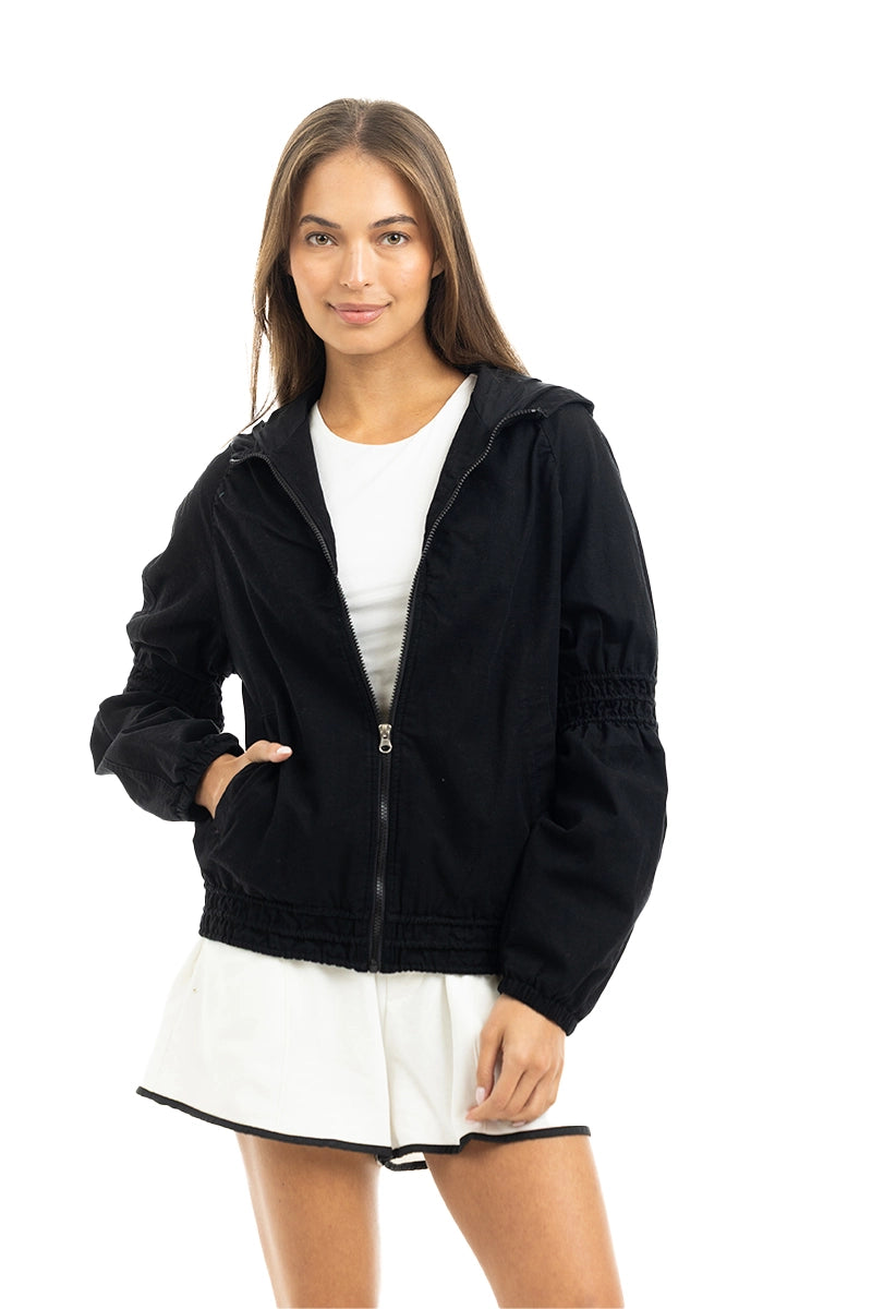 Black Lightweight Hooded Wholesale Casual Jacket