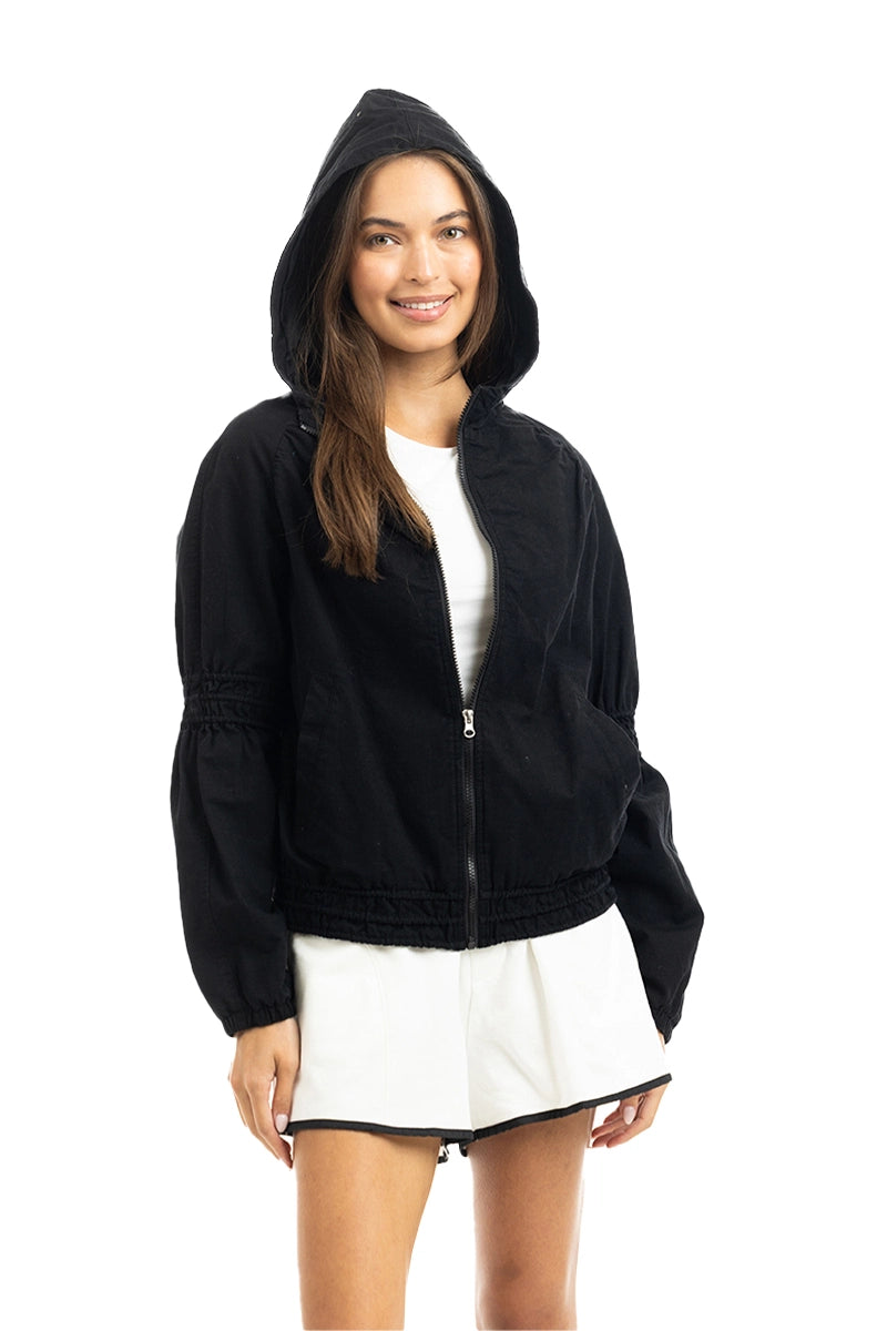 Black Lightweight Hooded Wholesale Casual Jacket
