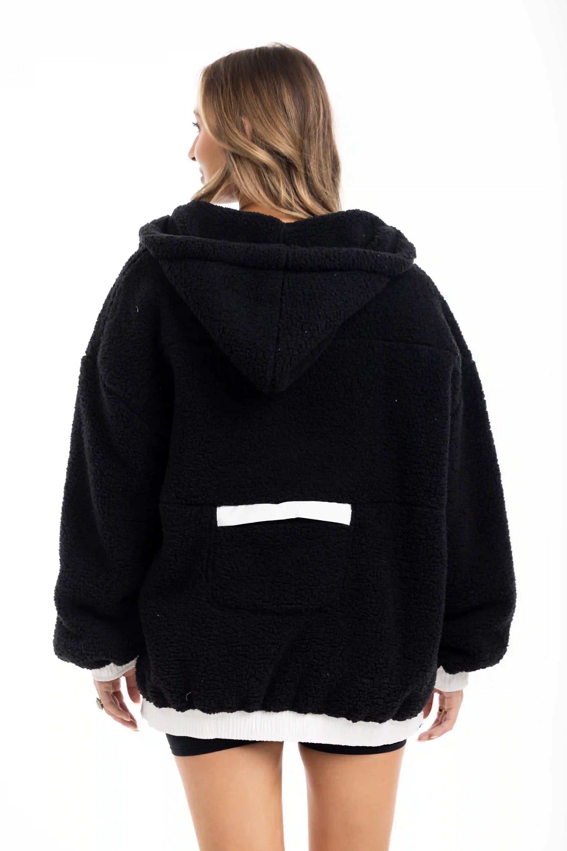 Black Sherpa Fleece Wholesale Pullover
