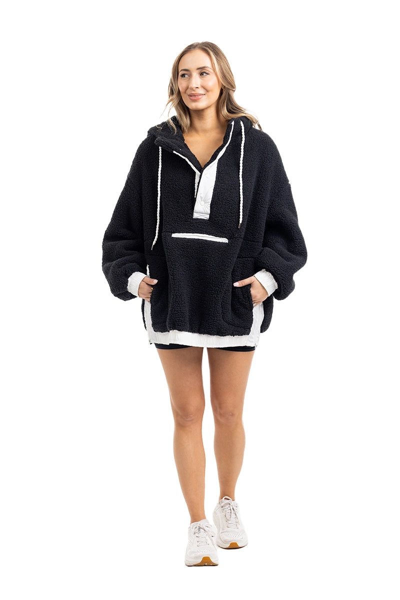 Black Sherpa Fleece Wholesale Pullover