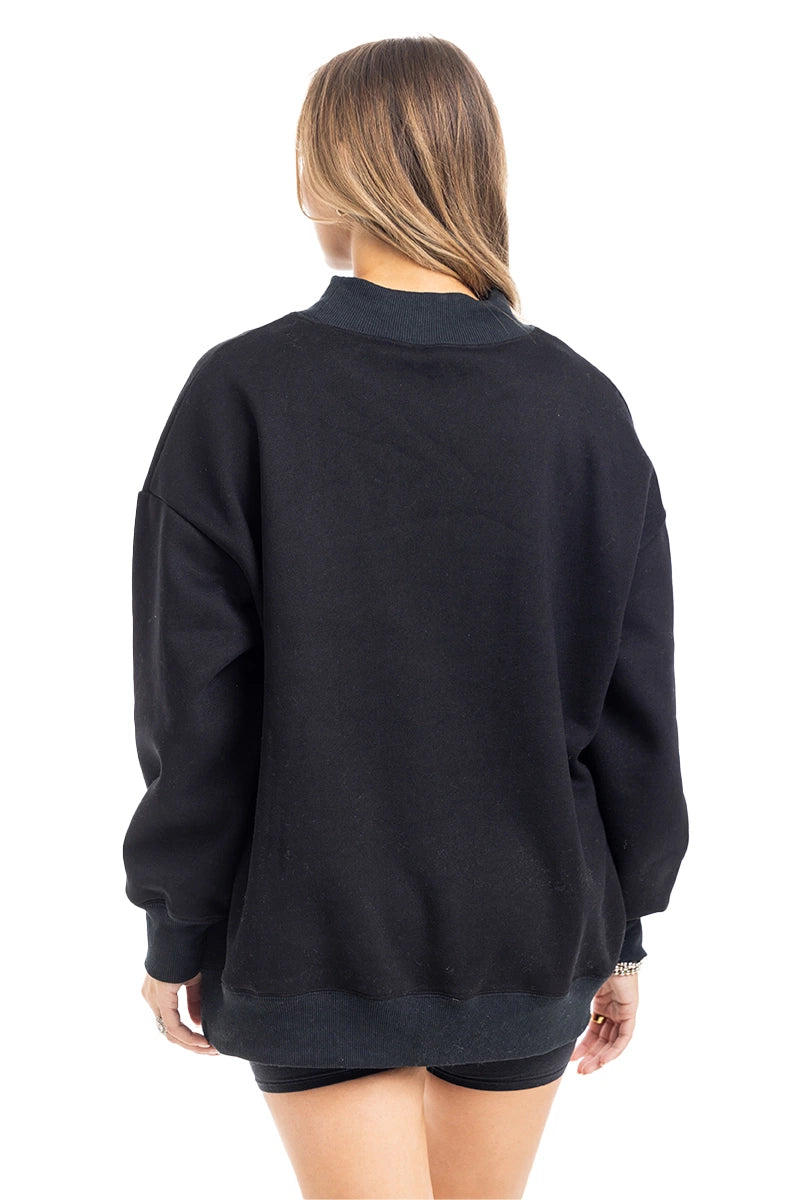 Black Wholesale Mockneck Sweatshirt Women