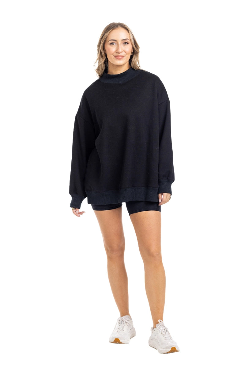 Black Wholesale Mockneck Sweatshirt Women