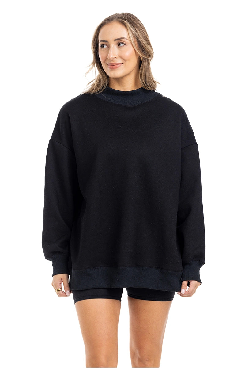 Black Wholesale Mockneck Sweatshirt Women