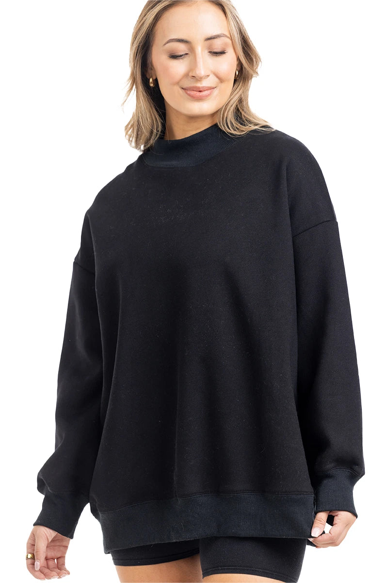 Black Wholesale Mockneck Sweatshirt Women