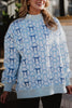 Light Blue Mini Bows Wholesale Printed Sweatshirt