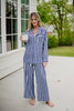 Light Blue and Navy Striped Wholesale Preppy Pajamas
