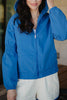 Blue Lightweight Hooded Fall Jacket Women