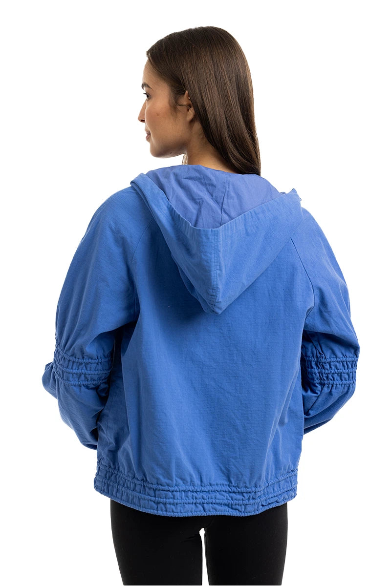 Blue Lightweight Hooded Fall Jacket Women