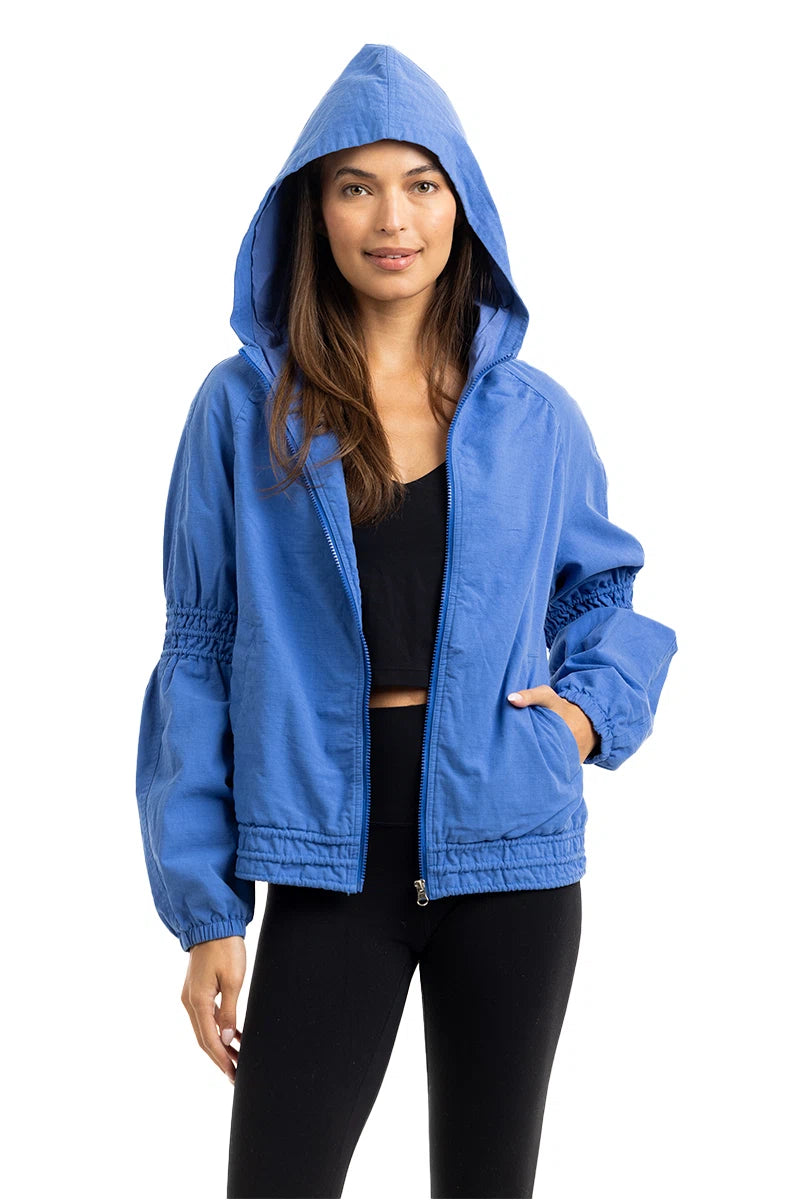 Blue Lightweight Hooded Fall Jacket Women
