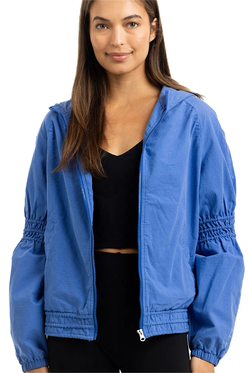 Blue Lightweight Hooded Fall Jacket Women