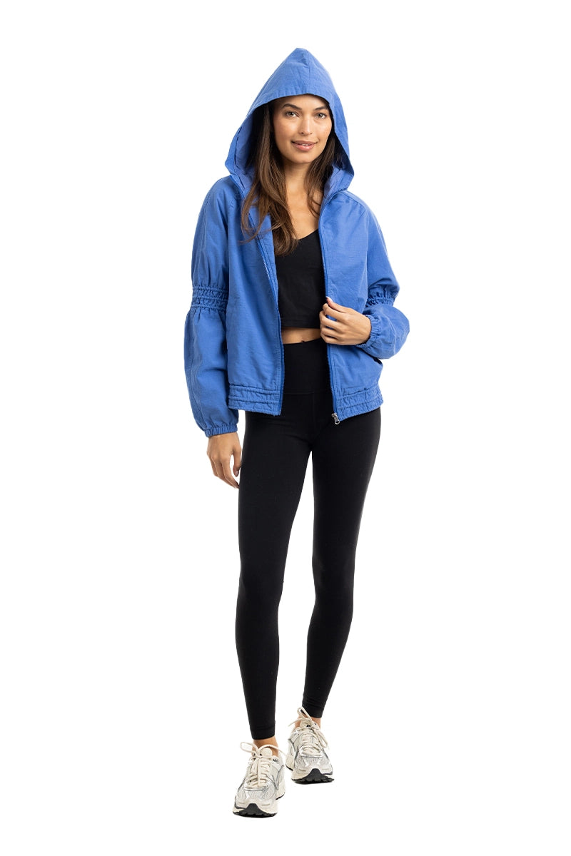 Blue Lightweight Hooded Fall Jacket Women