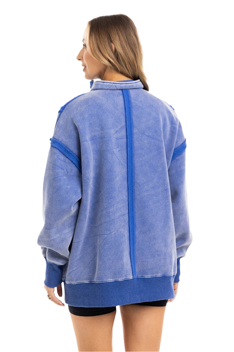 Blue Vintage Wash Wholesale Pullover Sweatshirt
