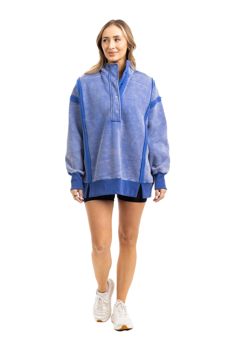Blue Vintage Wash Wholesale Pullover Sweatshirt