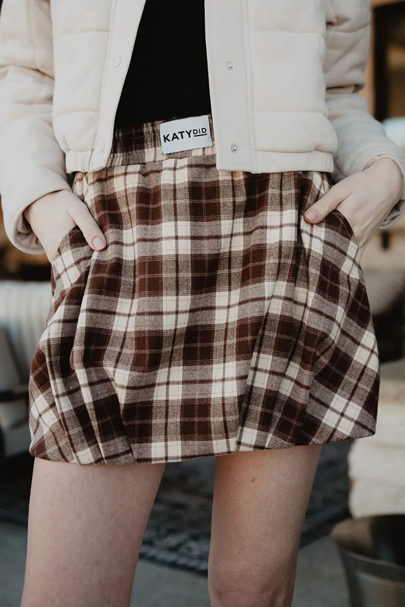 Brown Autumn Plaid Wholesale Skirt With Shorts