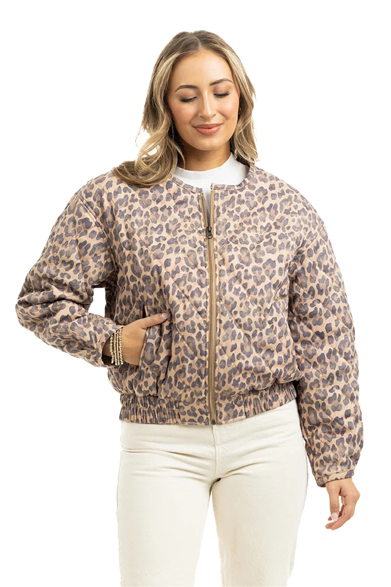 Brown Leopard Structured Fall Jacket Women