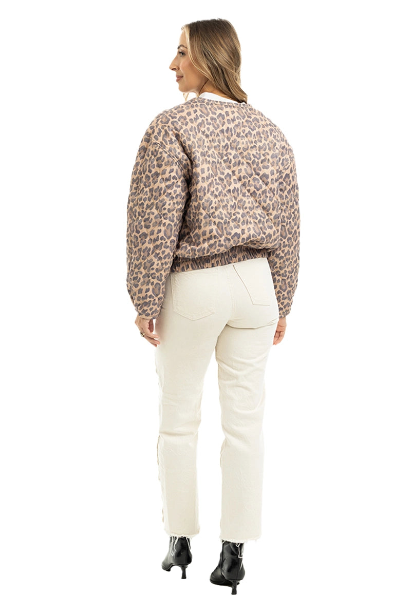 Brown Leopard Structured Fall Jacket Women