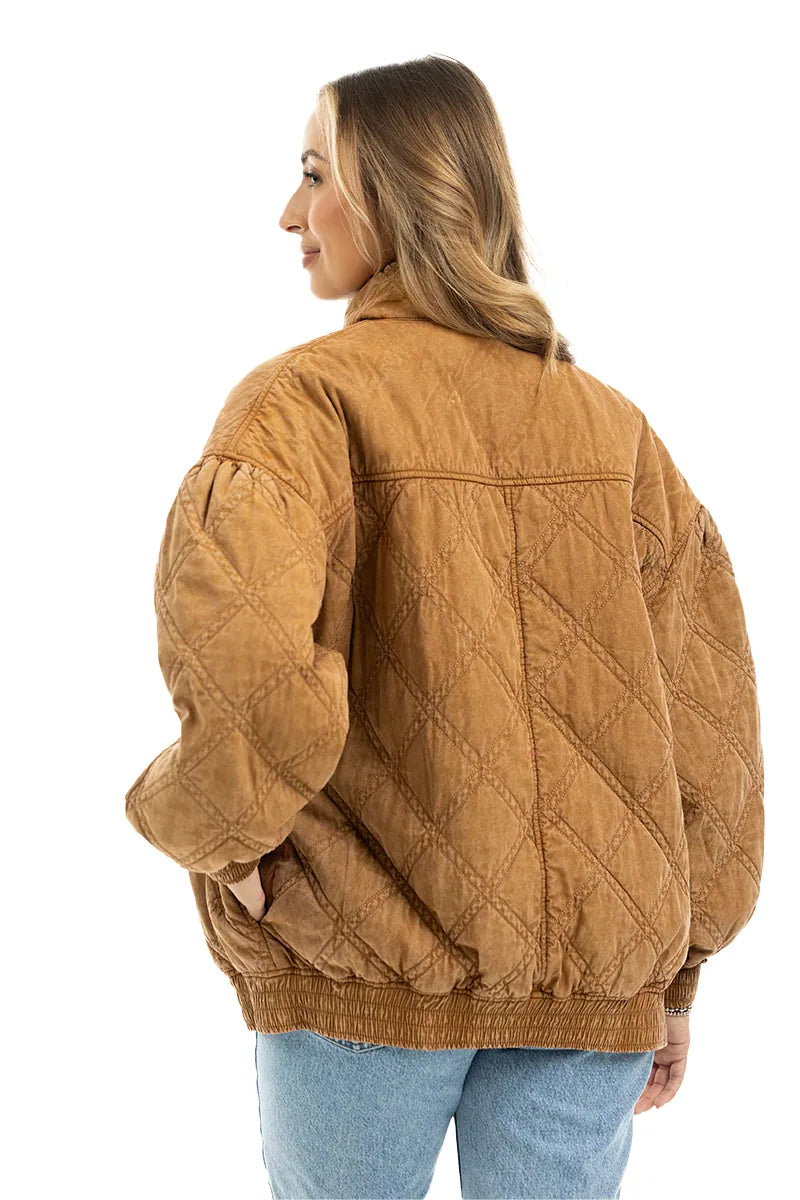 Brown Luxe Garment Washed Women's Jacket