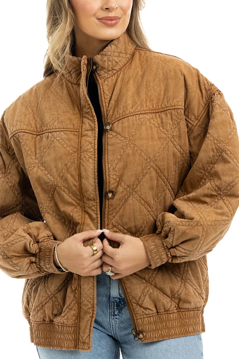 Brown Luxe Garment Washed Women's Jacket
