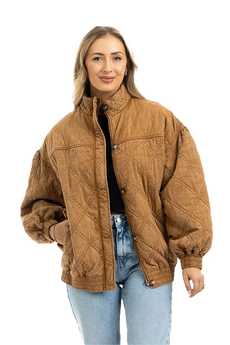 Brown Luxe Garment Washed Women's Jacket