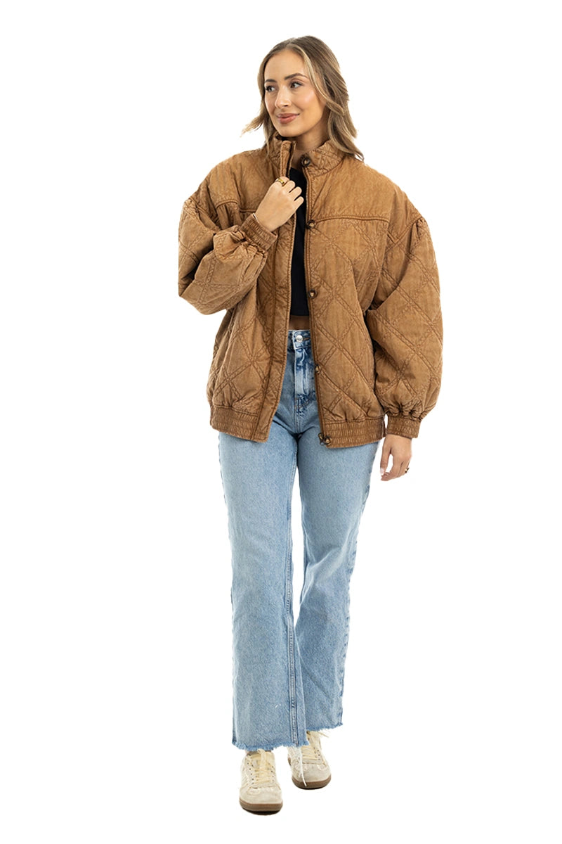 Brown Luxe Garment Washed Women's Jacket