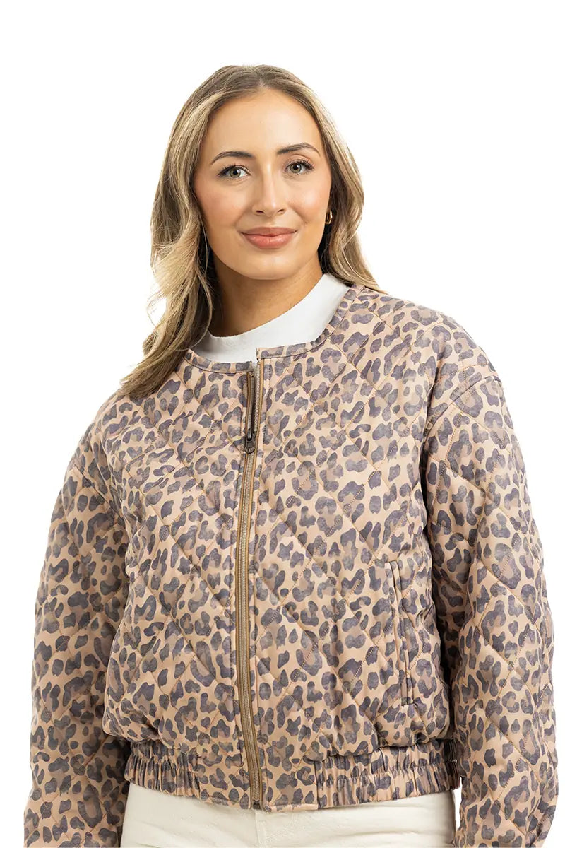 Brown Leopard Structured Fall Jacket Women