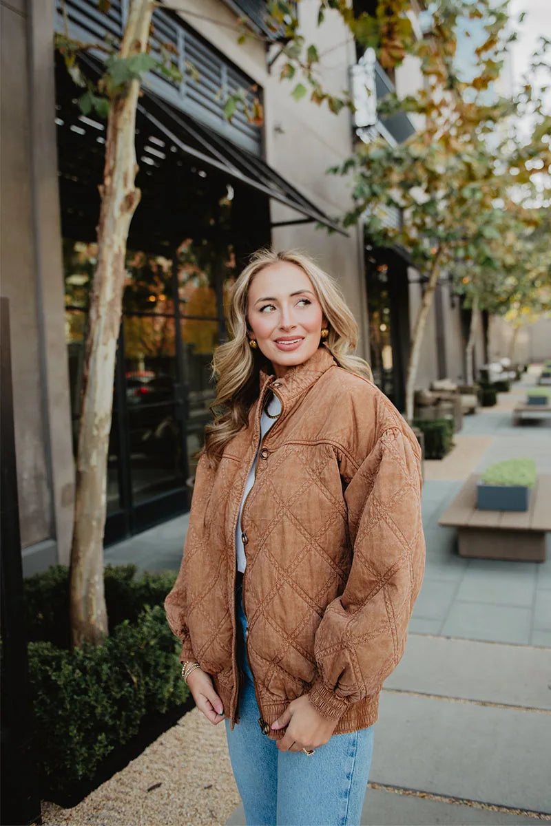 Brown Luxe Garment Washed Women's Jacket