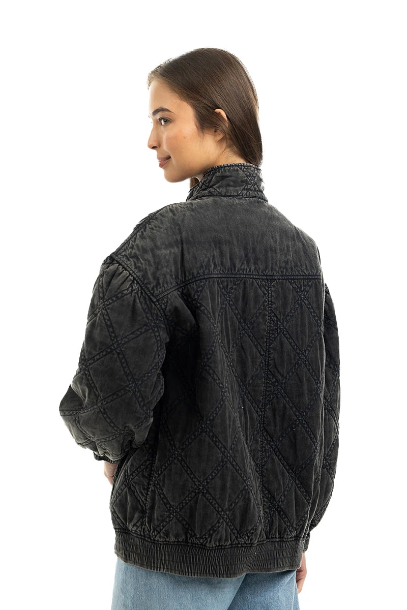 Charcoal Luxe Garment Washed Oversized Jacket