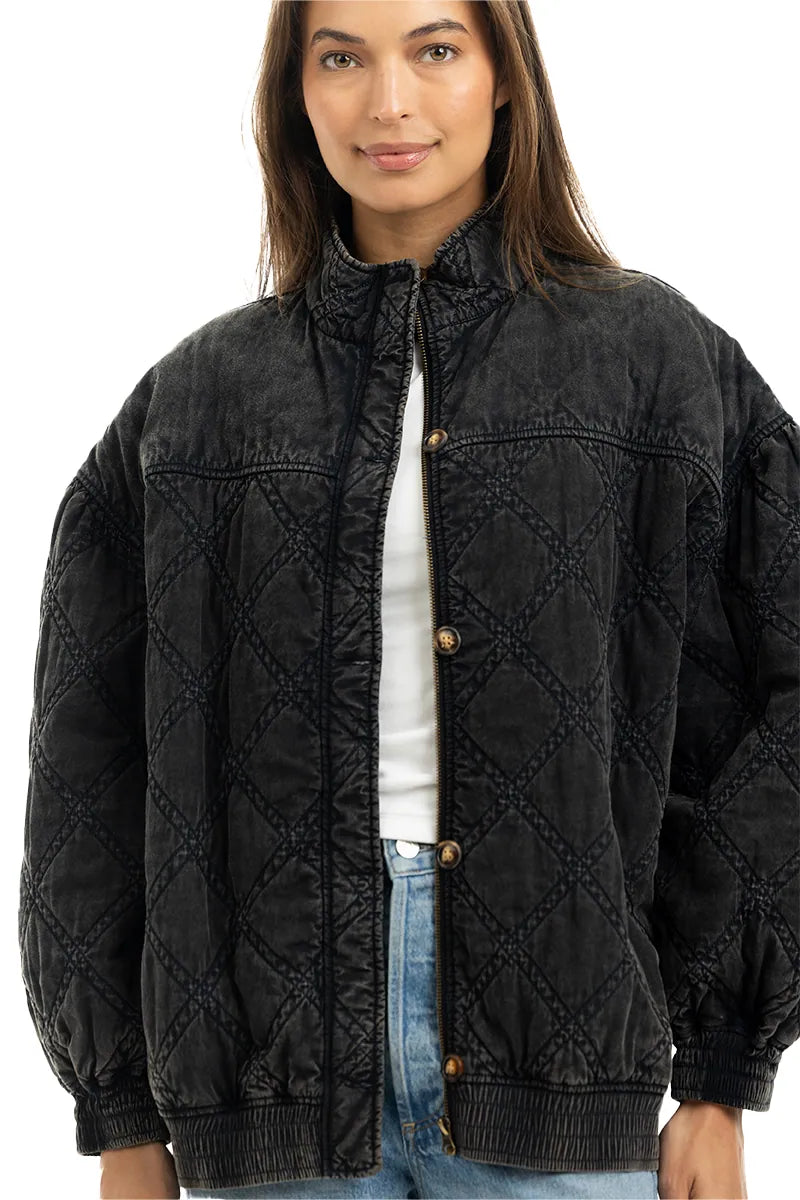 Charcoal Luxe Garment Washed Oversized Jacket