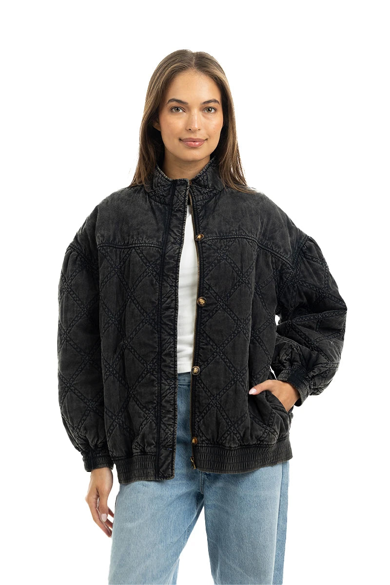 Charcoal Luxe Garment Washed Oversized Jacket