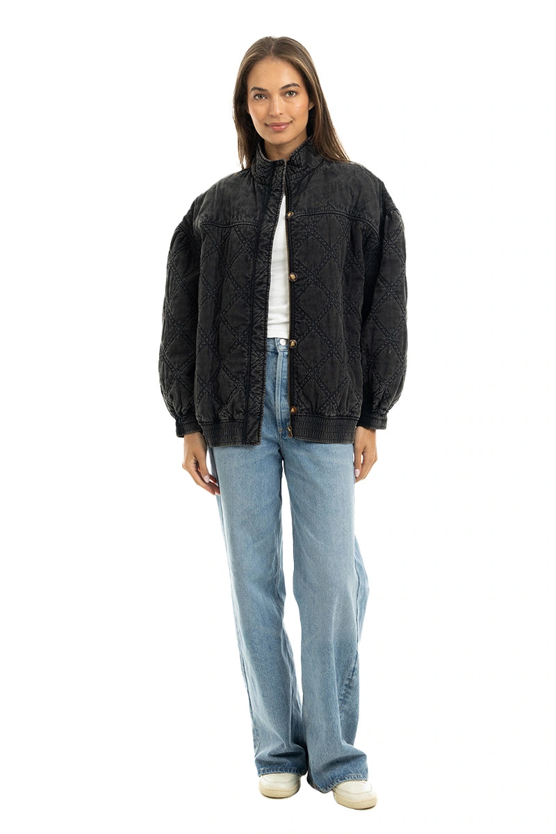 Charcoal Luxe Garment Washed Oversized Jacket