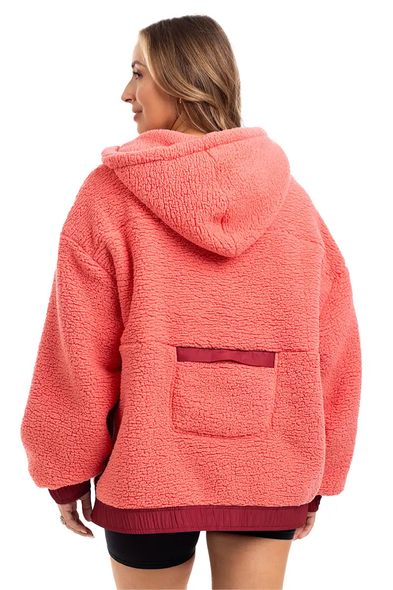 Coral Two-Toned Wholesale Sherpa Fleece Pullover