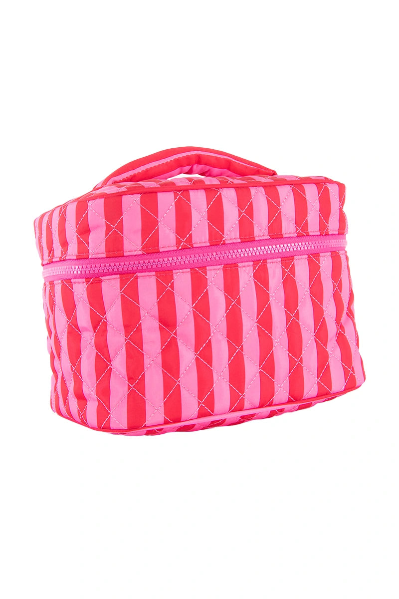 Pink and Hot Pink Striped Cute Makeup Bag