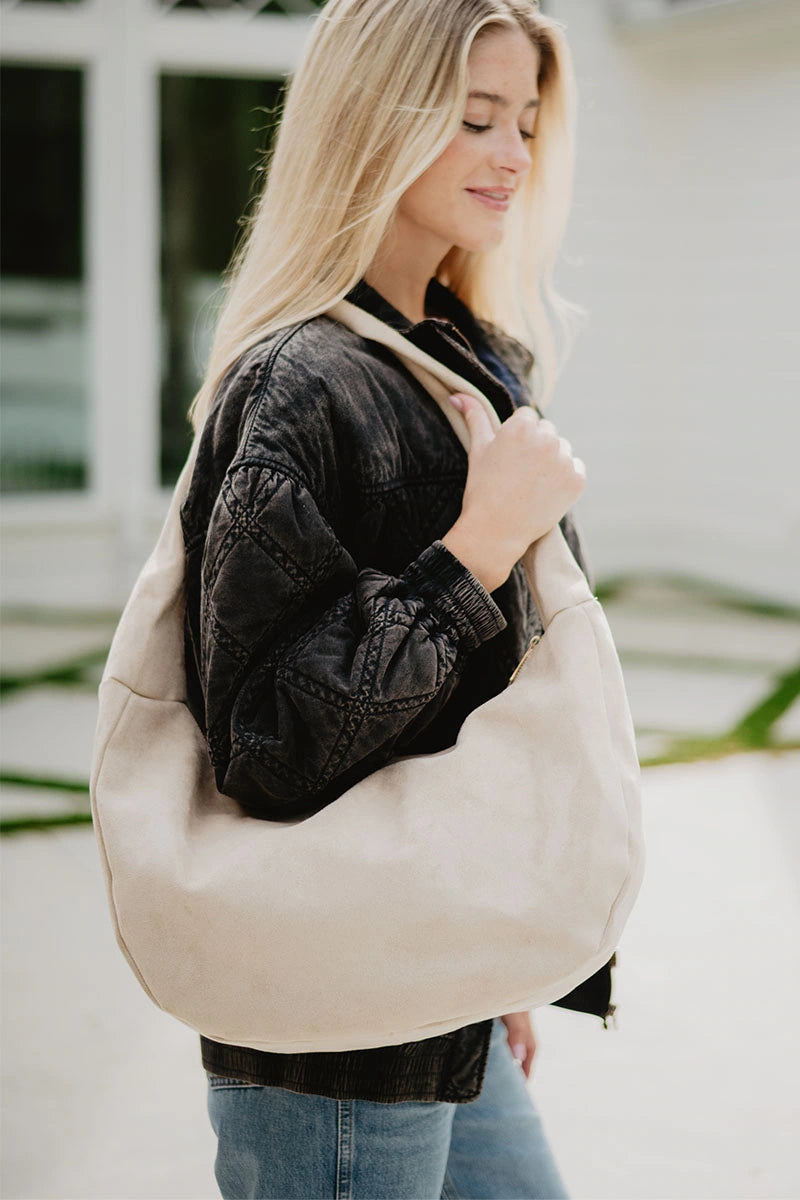 Cream Suede Tote Bag Women's