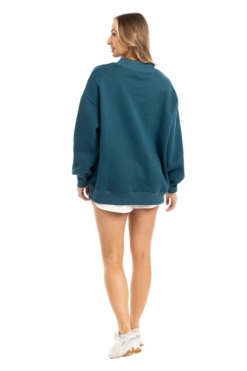 Deep Teal Wholesale Mockneck Crew