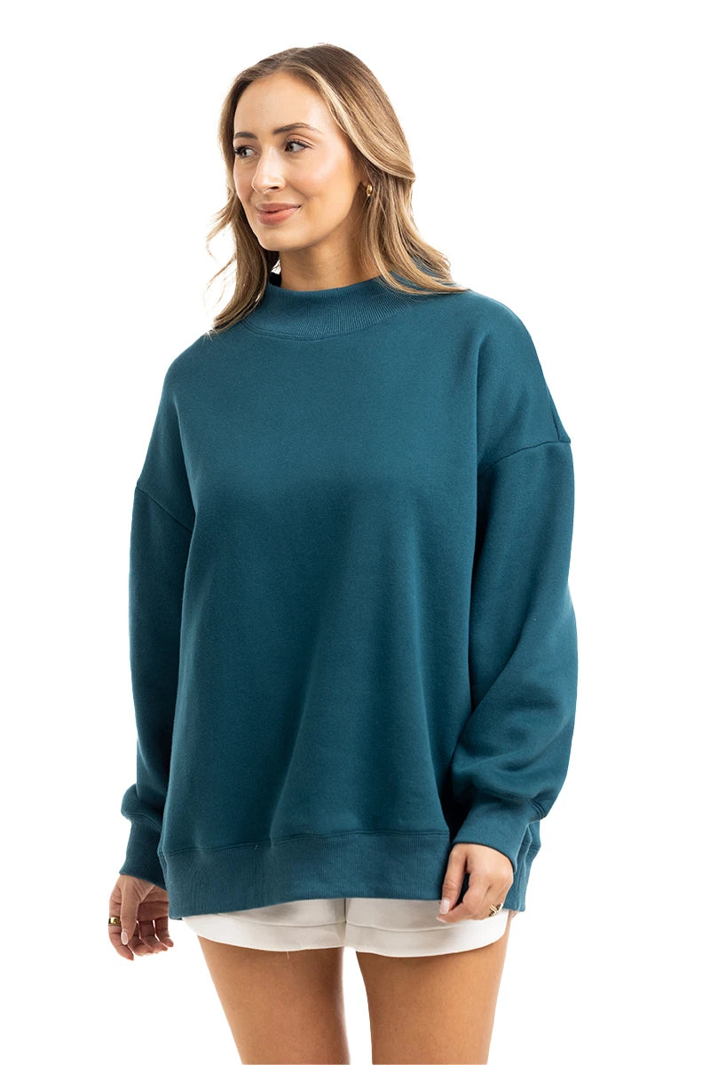 Deep Teal Wholesale Mockneck Crew
