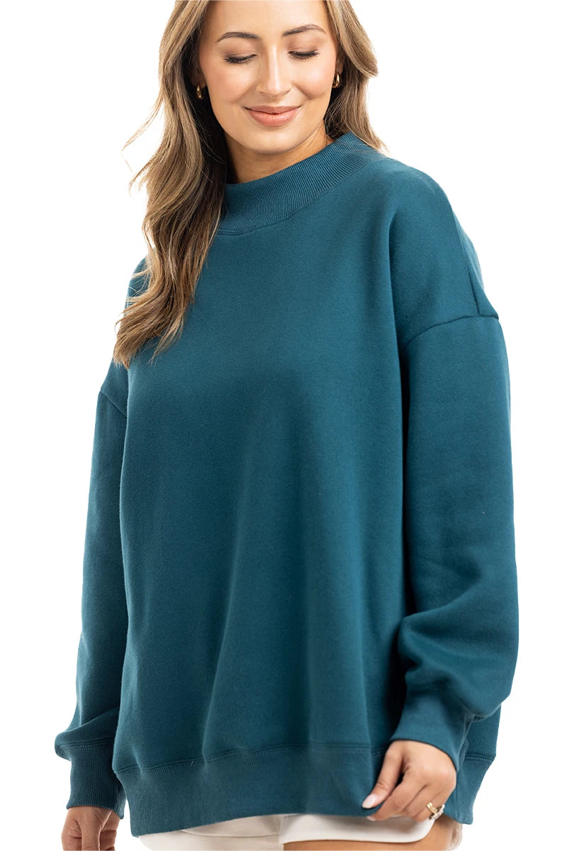 Deep Teal Wholesale Mockneck Crew