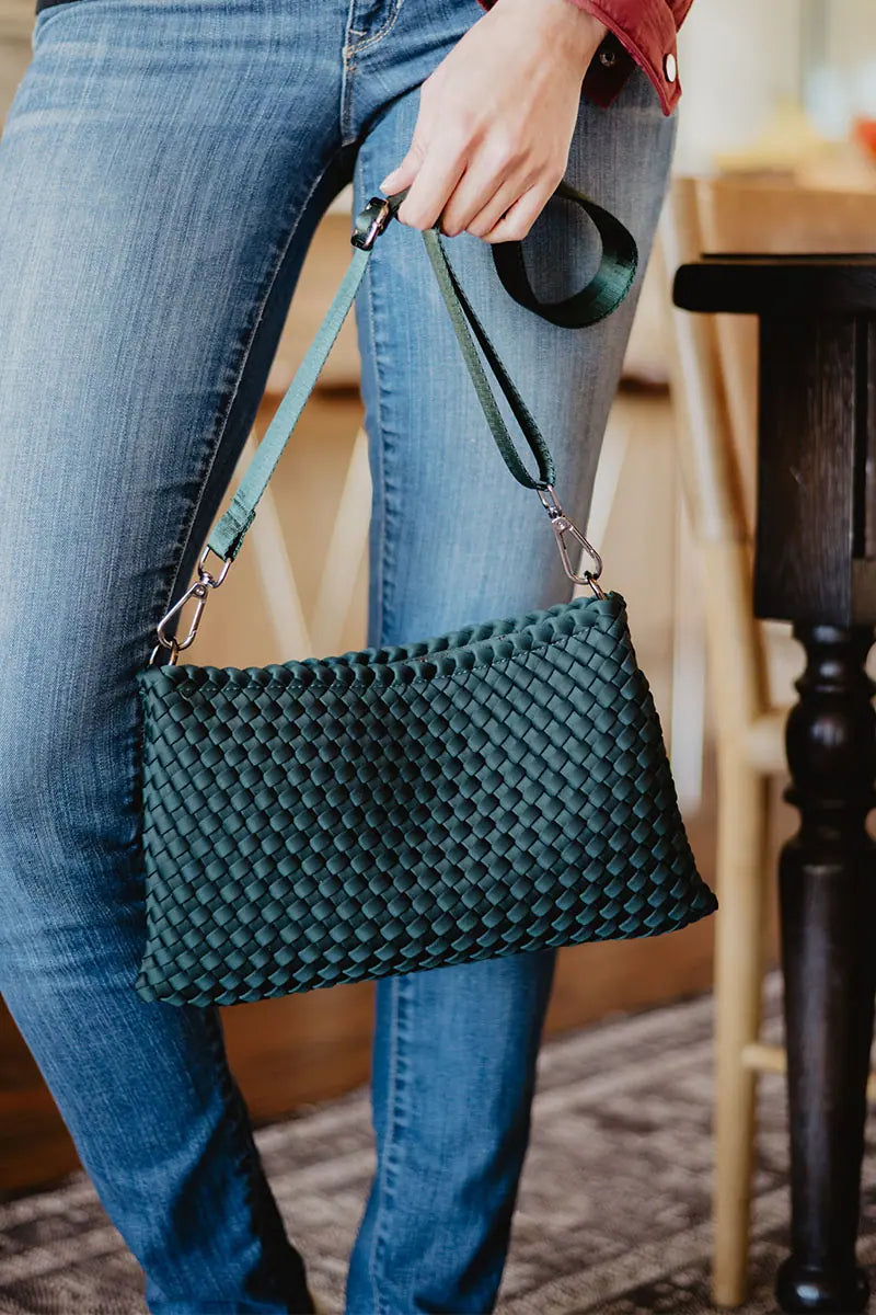 Forest Green Woven Everywhere Crossbody