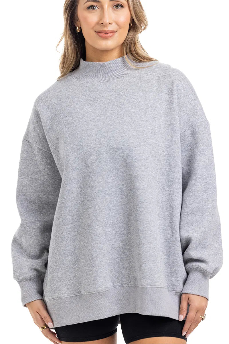 Heather Essential Wholesale Mockneck Sweatshirt