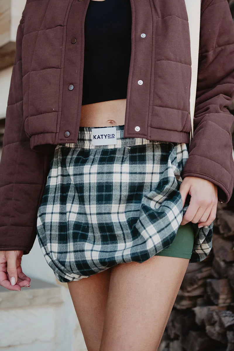 Green Plaid Wholesale Bubble Hem Skirt