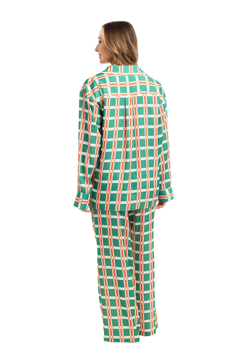 Green & Pink Plaid Wholesale Pajama Pants Set