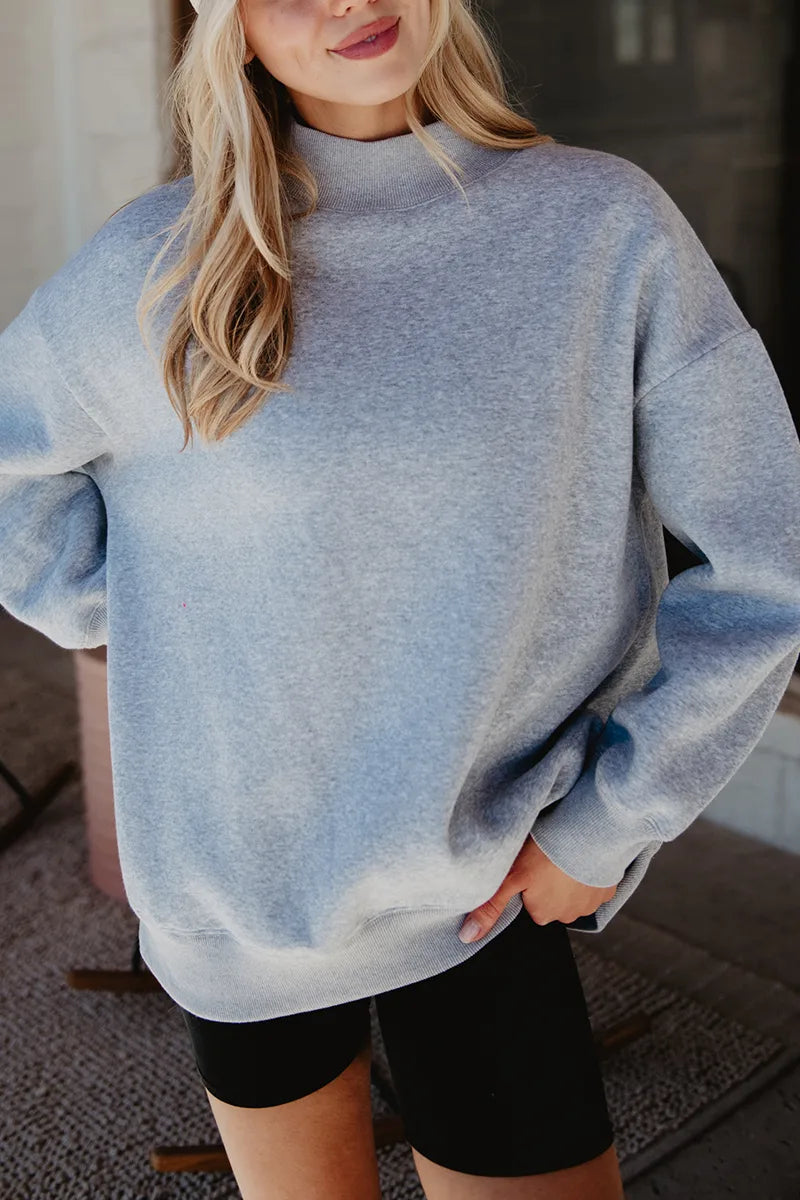 Heather Essential Wholesale Mockneck Sweatshirt